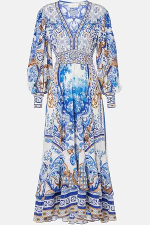 Camilla Robe midi imprimée en soie