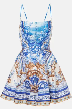 Camilla Robe corset imprimée en lin et soie