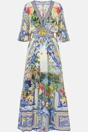 Camilla Robe longue en soie imprimée