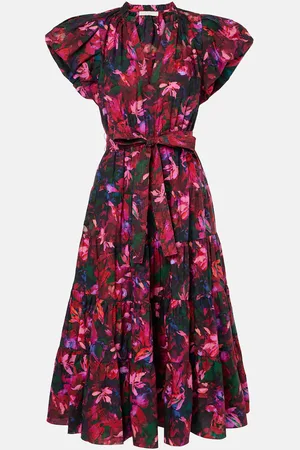 ULLA JOHNSON Robe midi Ottilie en coton à fleurs