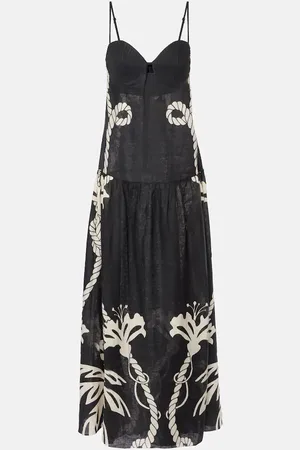 JOHANNA ORTIZ Robe longue imprimée en lin
