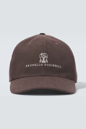 Brunello Cucinelli Casquette en lin et cuir