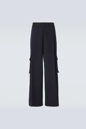DRIES VAN NOTEN Pantalon cargo à taille haute en laine