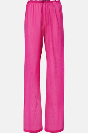 DRIES VAN NOTEN Pantalon ample à taille haute en soie mélangée