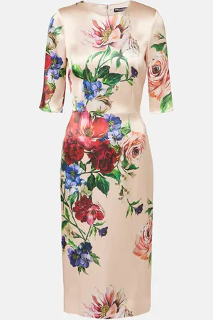 Dolce & Gabbana Robe midi en satin à fleurs