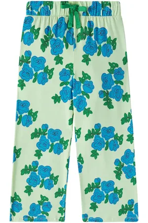 Mini Rodini Pantalon Blue Roses en coton mélangé
