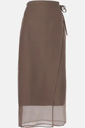 Brunello Cucinelli Jupe midi en coton mélangé