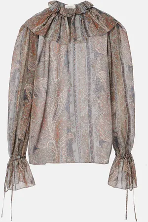 Saint Laurent Blouse en soie à motif cachemire