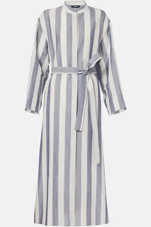 Max Mara Robe midi Rima rayée en ramie et coton
