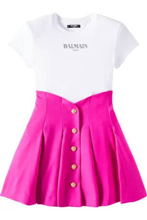 Balmain Robe en coton et laine à logo