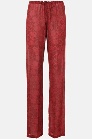 DRIES VAN NOTEN Pantalon droit à fleurs