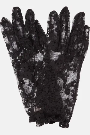 VALENTINO Gants VLogo en dentelle de coton mélangé