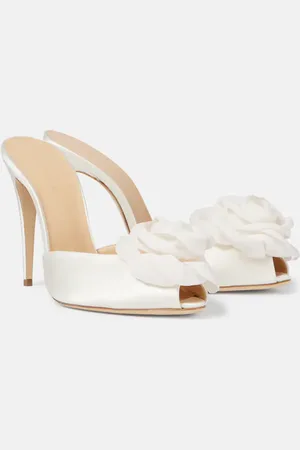 MAGDA BUTRYM Mules de mariée en satin à fleurs