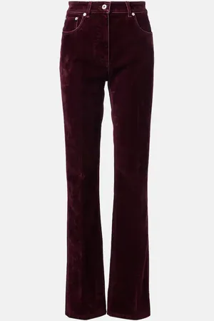 Salvatore Ferragamo Pantalon droit à taille mi-haute en velours