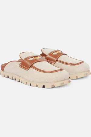 Miu Miu Mules en toile et cuir