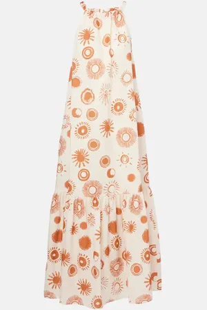 ASCENO Robe longue Ibiza imprimée en lin et coton