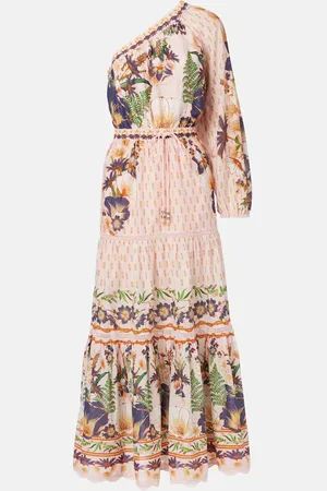 Farm Rio Robe longue asymétrique en coton à fleurs