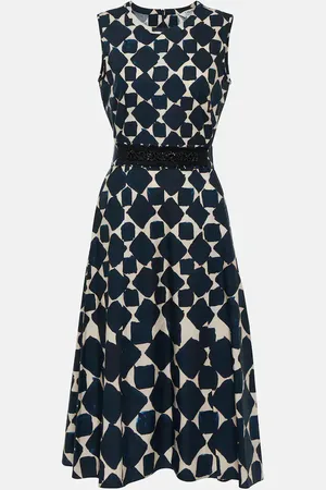 Max Mara Robe midi Notte imprimée en coton et soie