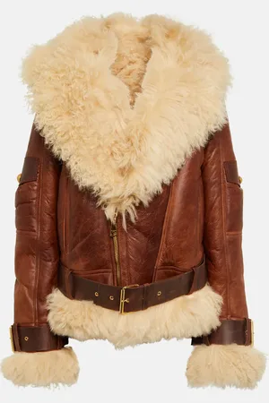 Balmain Veste en cuir et shearling
