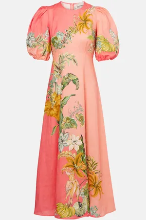 ALÉMAIS Alémais Robe longue Anika en lin à fleurs