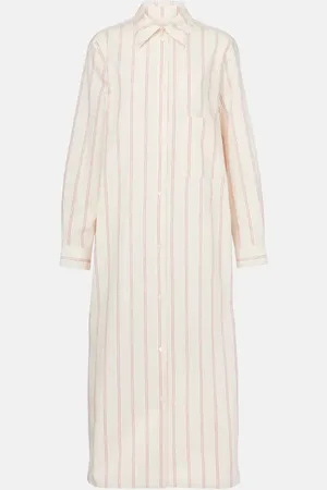 Totême Robe chemise rayée en coton et soie