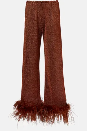 Oseree Oséree Pantalon droit Lumière Plumage à plumes