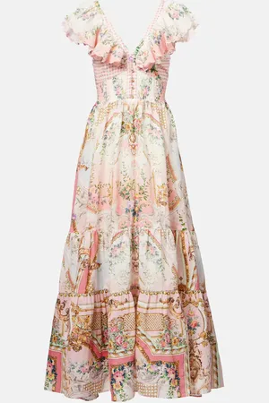 Camilla Robe longue imprimée en lin