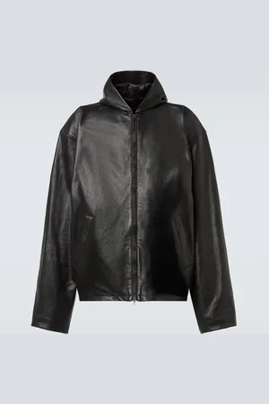 Balenciaga Veste en cuir à capuche