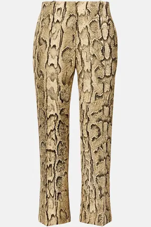 DRIES VAN NOTEN Pantalon évasé en jacquard à taille basse
