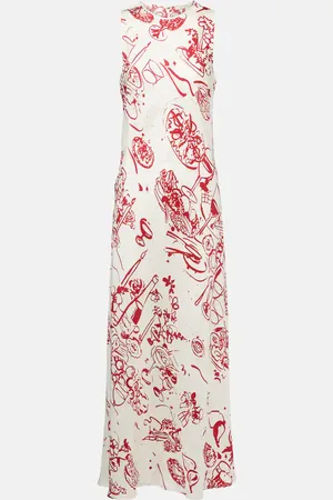 ASCENO Robe longue imprimée en soie