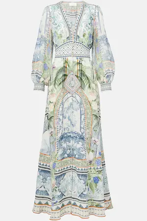 Camilla Robe longue imprimée en crêpe de soie