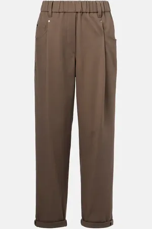 Brunello Cucinelli Pantalon slim en coton mélangé