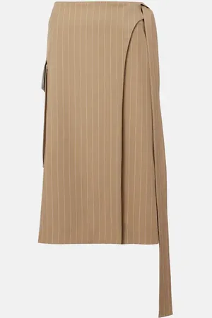Victoria Beckham Jupe midi en laine à fines rayures