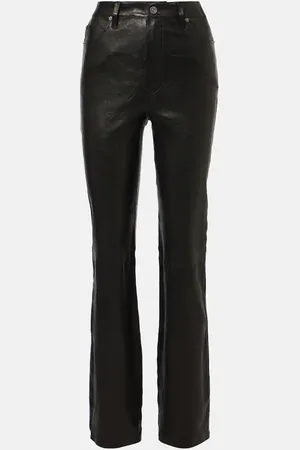 Frame Pantalon Le High Straight Long en cuir