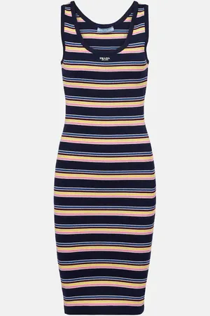 Prada Robe midi rayée en coton