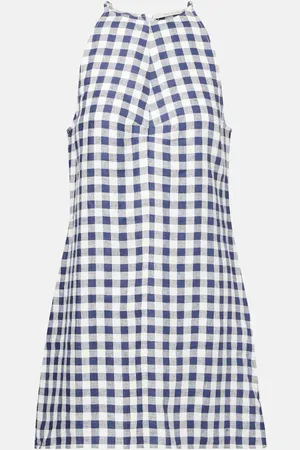 ASCENO Robe Antigua en lin à carreaux vichy