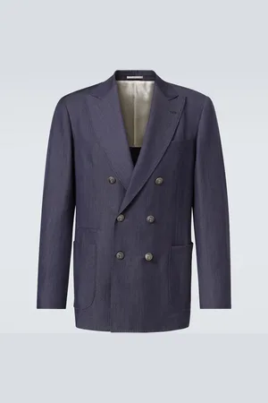Brunello Cucinelli Veste de costume en laine, jute et soie