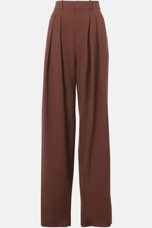 Saint Laurent Pantalon ample à taille haute en laine