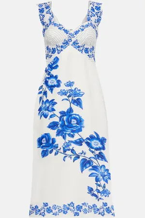 Farm Rio Robe midi Floral Cascade en coton