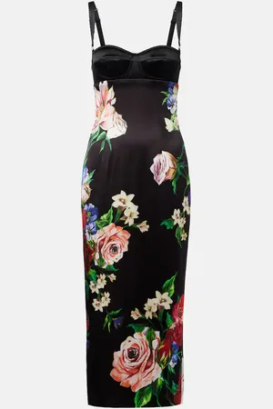 Dolce & Gabbana Robe midi en satin à fleurs