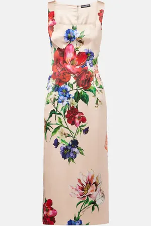 Dolce & Gabbana Robe midi en satin à fleurs