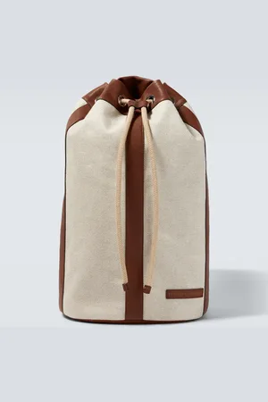Brunello Cucinelli Sac à dos en toile et cuir