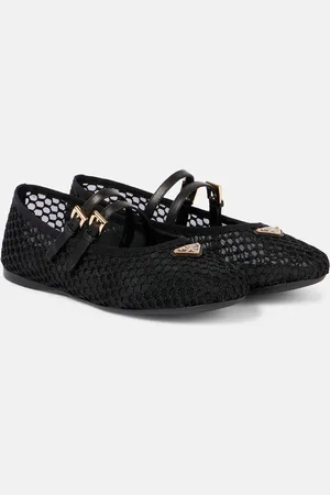 Prada Ballerines en résille et cuir à logo