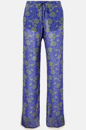 DRIES VAN NOTEN Pantalon droit en jacquard à fleurs