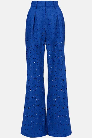 Rebecca Vallance Pantalon flare Zaffre en coton à broderies anglaises
