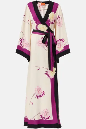 La DoubleJ Robe portefeuille en soie à fleurs