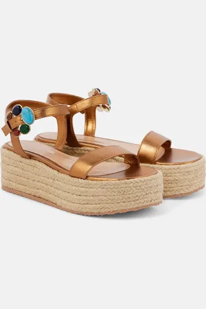 Gianvito Rossi Espadrilles à plateforme en cuir métallisé