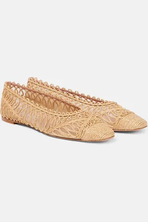 Aquazzura Ballerines Kahlo en raphia et résille