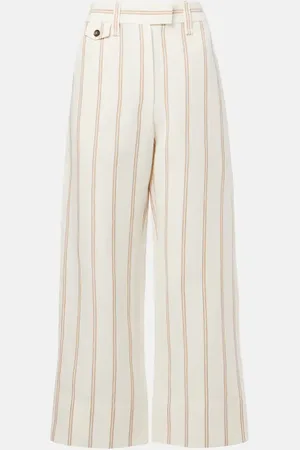 Brunello Cucinelli Pantalon chino rayé en lin et coton