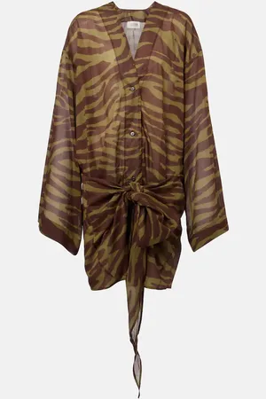 The Attico Robe en coton à motif zébré